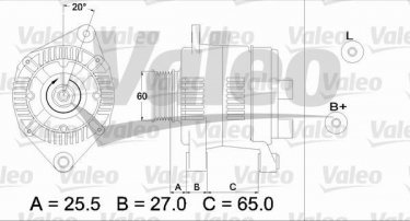Генератор 437350 Valeo – с ременным шкивом без разъема тахометра фото 1