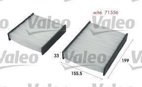 Купити 715556 Valeo Салонний фільтр (тонкой очистки) Citroen C3 (1.0, 1.1, 1.2, 1.4, 1.6)