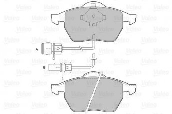 Купити 598483 Valeo Гальмівні колодки передні Audi A6 (Allroad, C5, C6) з датчиком зносу