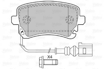 Тормозная колодка 598671 Valeo – задние вкл. датчик износа, с интегрированным контактом датчика износа фото 1