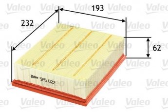 Купити 585022 Valeo Повітряний фільтр  Лагуна (1, 2) (1.6, 1.9, 2.0, 2.2, 2.9)