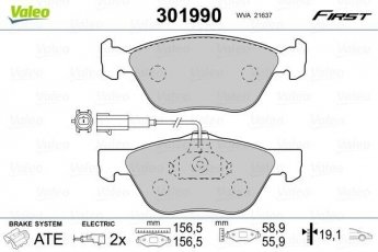 Купить 301990 Valeo Тормозные колодки передние Альфа Ромео  (1.8 i.e. 16V T.S., 2.0 16V Quadrifoglio) вкл. датчик износа, с интегрированным контактом датчика износа