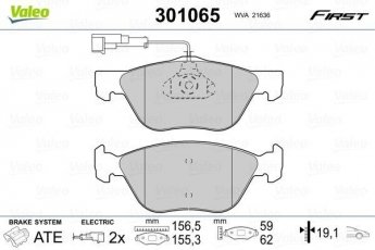 Купить 301065 Valeo Тормозные колодки передние Альфа Ромео  (2.0 16V T.SPARK, 2.4 JTD) с датчиком износа