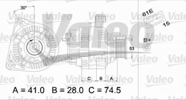 Генератор 437320 Valeo – с ременным шкивом без разъема тахометра фото 5