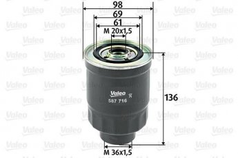 Купить 587716 Valeo Топливный фильтр (накручиваемый) H100 (2.5 D, 2.5 TD)