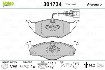 Купить 301734 Valeo Тормозные колодки передние Audi A2 1.2 TDI вкл. датчик износа, с интегрированным контактом датчика износа