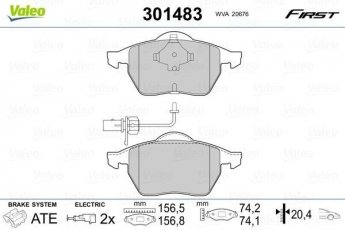 Купить 301483 Valeo Тормозные колодки передние Ауди А6 (С5, С6) с датчиком износа