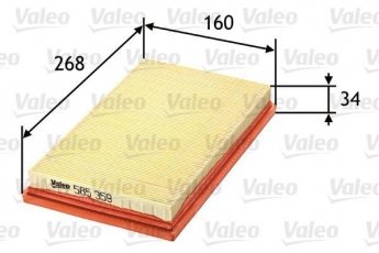 Купить 585359 Valeo Воздушный фильтр (угловой) Corolla 110 (1.4, 1.4 16V, 1.6)