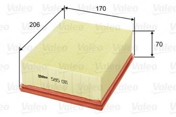 Купить 585011 Valeo Воздушный фильтр  Пежо 206 (1.9, 2.0)