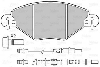 Купити 598419 Valeo Гальмівні колодки передні Citroen C5 (1, 2) (1.6, 1.7, 2.0) з датчиком зносу