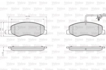 Купить 872172 Valeo Тормозные колодки передние Мастер 3 (2.3 dCi, 2.3 dCi 165 FWD, 2.3 dCi FWD) вкл. датчик износа, с интегрированным контактом датчика износа