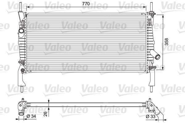 Купити 701731 Valeo Радіатор охолодження двигуна Transit 7 (2.2 TDCi, 2.3 16V, 2.4 TDCi)