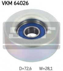 Купить VKM 64026 SKF Ролик приводного ремня Mazda 3 (1.6, 1.6 MZR), D-наружный: 72,6 мм, ширина 28,1 мм