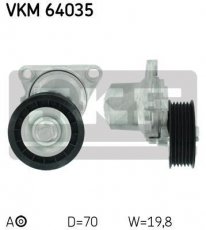 Купити VKM 64035 SKF Ролик приводного ременя Мазда 6 (1.8, 2.0, 2.3), D-зовнішній: 70 мм, ширина 19,8 мм