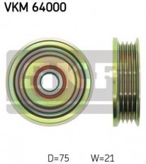 Купити VKM 64000 SKF Ролик приводного ременя Kia Rio (1.3, 1.5 16V), D-зовнішній: 75 мм, ширина 21 мм