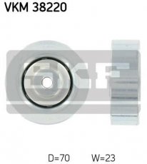 Купити VKM 38220 SKF Ролик приводного ременя БМВ Е39 (520 d, 525 td, 525 tds), D-зовнішній: 70 мм, ширина 23 мм