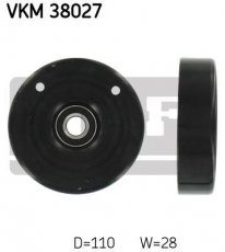 Купить VKM 38027 SKF Ролик приводного ремня Mercedes 124 (2.0, 2.2), D-наружный: 110 мм, ширина 28 мм
