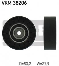 Купить VKM 38206 SKF Ролик приводного ремня БМВ Е39 540 i, D-наружный: 80 мм, ширина 28 мм