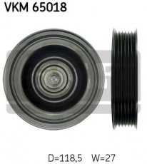 Купить VKM 65018 SKF Ролик приводного ремня Getz (1.5 CRDi, 1.5 CRDi GLS), D-наружный: 118,5 мм, ширина 27 мм