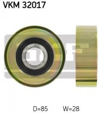 Купити VKM 32017 SKF Ролик приводного ременя Альфа Ромео  2.5 TD, D-зовнішній: 85 мм, ширина 28 мм