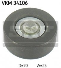 Купить VKM 34106 SKF Ролик приводного ремня Transit Connect (1.8 16V, 1.8 16V LPG), D-наружный: 70 мм, ширина 25,5 мм