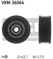 Ролик приводного ременя VKM 36064 SKF – D-зовнішній: 63,7 мм, ширина 17,5 мм фото 1