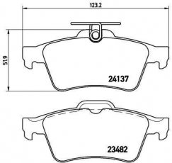 Купити P 59 042 Brembo Гальмівні колодки задні Mazda 5 (1.6, 1.8, 2.0, 2.3) подготовлено для датчика износа колодок