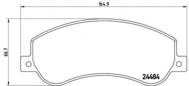 Купить P 24 064 Brembo Тормозные колодки передние Транзит 7 (2.2, 2.3, 2.4, 3.2) с датчиком износа