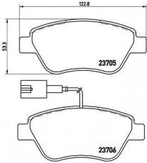 Купить P 23 085 Brembo Тормозные колодки передние Линеа (1.3 D Multijet, 1.4) с датчиком износа