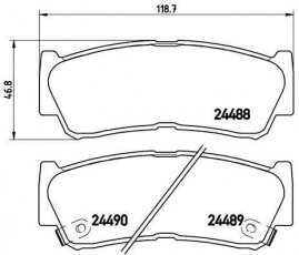 Купить P 30 037 Brembo Тормозные колодки задние Hyundai H1 (2.5, 2.6) с звуковым предупреждением износа