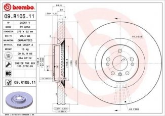 Купити 09.R105.11 Brembo Гальмівні диски M-Class W164 ML 500 4-matic