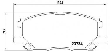 Купити P 83 067 Brembo Гальмівні колодки передні Lexus RX (3.0, 3.3, 3.5) без датчика зносу