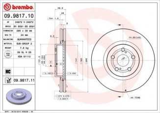 Купити 09.9817.10 Brembo Гальмівні диски Avensis T25 (2.0, 2.4)