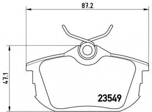 Купити P 54 023 Brembo Гальмівні колодки задні Colt (1.1, 1.3, 1.5) с звуковым предупреждением износа