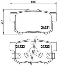 Купити P 28 051 Brembo Гальмівні колодки задні Crosstour (2.4, 3.5 4WD) с звуковым предупреждением износа