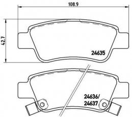Купить P 28 046 Brembo Тормозные колодки задние Хонда СРВ (1.6, 2.0, 2.2, 2.4) с звуковым предупреждением износа