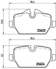 Купити P 06 037 Brembo Гальмівні колодки задні БМВ Е87 (1.6, 2.0) подготовлено для датчика износа колодок