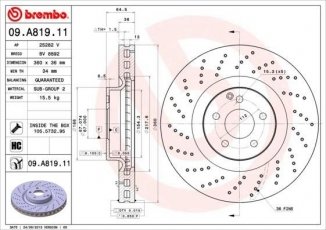 Купить 09.A819.11 Brembo Тормозные диски CL-Class CLS 55 AMG