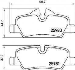 Купити P 06 090 Brembo Гальмівні колодки задні Купер (1.2, 1.5, 2.0) подготовлено для датчика износа колодок