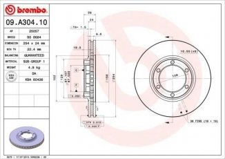 Купити 09.A304.10 Brembo Гальмівні диски L200 (2.0, 2.5 D)