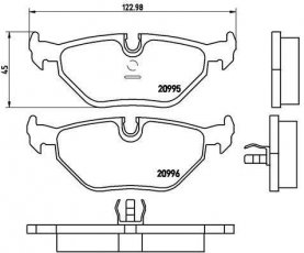 Купити P 06 011 Brembo Гальмівні колодки задні БМВ Е32 (3.0, 3.4, 4.0, 5.0) подготовлено для датчика износа колодок