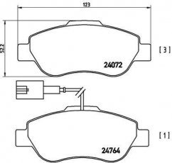Купить P 23 107 Brembo Тормозные колодки передние Фиат 500 (1.2, 1.2 LPG, 1.3 D Multijet) с датчиком износа