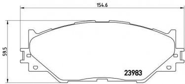 Купити P 83 074 Brembo Гальмівні колодки передні Лексус ІС (200, 250, 300) (2.2, 2.5, 3.5) без датчика зносу