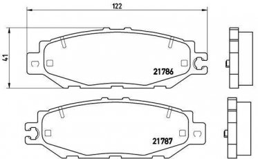Купити P 83 036 Brembo Гальмівні колодки задні Lexus LS (400, 430, 460, 500, 600) 400 подготовлено для датчика износа колодок