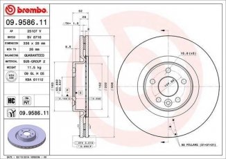 Купить 09.9586.11 Brembo Тормозные диски XC70 (2.0, 2.4, 2.5, 3.0, 3.2)