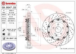 Купити 09.9547.33 Brembo Гальмівні диски ЦЛ Класс (63 AMG, CLK 63 AMG)
