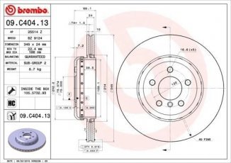 Купить 09.C404.13 Brembo Тормозные диски 6-series (F06, F12, F13) (3.0, 4.4)