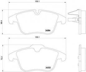 Купить P 61 106 Brembo Тормозные колодки передние Peugeot 508 (1.6, 2.0, 2.2) с датчиком износа
