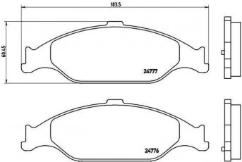 Купить P 24 082 Brembo Тормозные колодки передние Мустанг (3.8, 4.6) без датчика износа