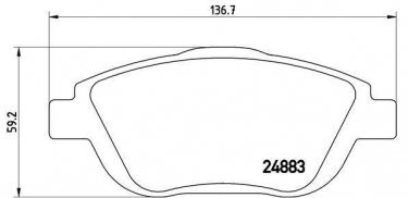 Купити P 61 103 Brembo Гальмівні колодки передні Citroen C3 Picasso (1.0, 1.1, 1.2, 1.4, 1.6) без датчика зносу